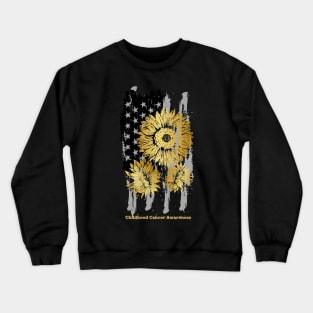 American Flag Sunflower Childhood Cancer Awareness Crewneck Sweatshirt